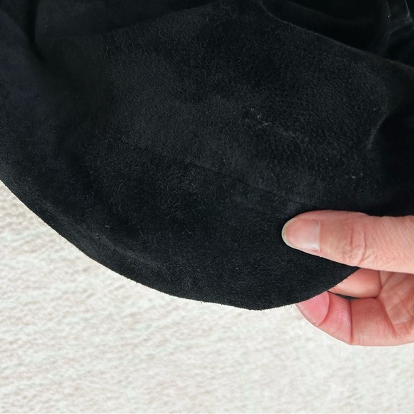 Forenza Asymmetrical Front Wrap Black Suede Skirt Midi Size 8 Fall Winter - Picture 8 of 12